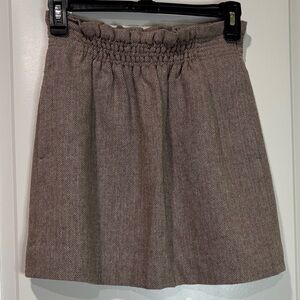 J. Crew Herringbone Tan Lined Wool Skirt Size 0 mini